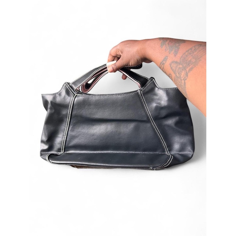 Tote Bag Mary Kay Black Pebbled Faux Leather Pink Lining Work Bag 90s Careers